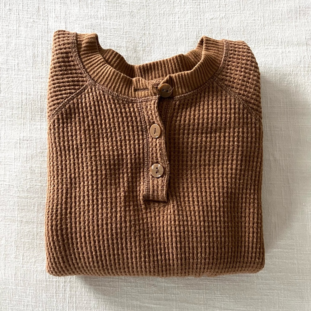 Waffle-Knit Henley